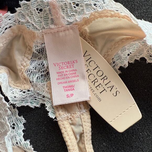 Victoria's Secret sz S beige blue lace lined thong  NWT - Picture 4 of 6